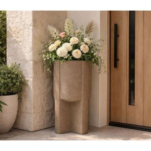 Mauro Ferretti Váza na kvetiny "Moai" hnedá, Ø39x80,5 cm, polyresin, vonkajšie