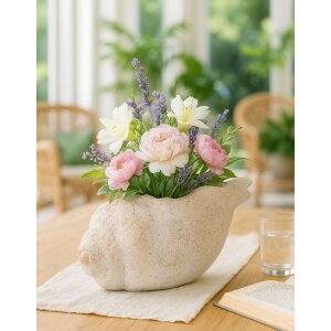 Mauro Ferretti Váza SHELL SAND Béžová 35x23x18cm – MGO, morská šťavuľa, piesková textúra