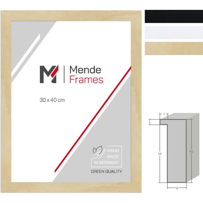 MendeFrames H980 drevený rámový rám s hlbokým profílom, prírodná/biela/čierna, 55 mm