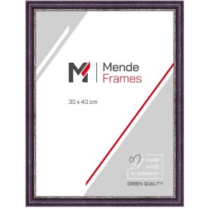 MendeFrames 810 drevený fotorámik v fialovej farbe s strieborným rámom, masívne drevo 2,2 cm
