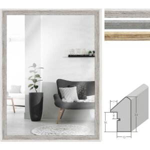 MendeFrames zrkadlo na stenu H790 Strandový dům – biela, sivá, prírodná, 10x10–70x100