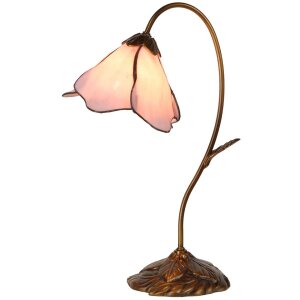 LumiLamp 5LL-5327 Tiffany stolová lampa 30x48 cm béžovo-ružová sklenená stolová lampa