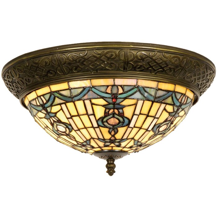 LumiLamp 5LL-5351 Stropné svietidlo Tiffany Ø 38x19 cm Béžové modré sklenené stropné svietidlo