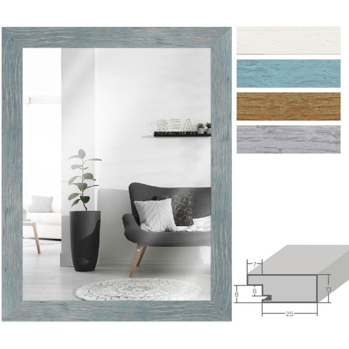 MendeFrames H750 Nástenné zrkadlo masívne drevo 3,2cm