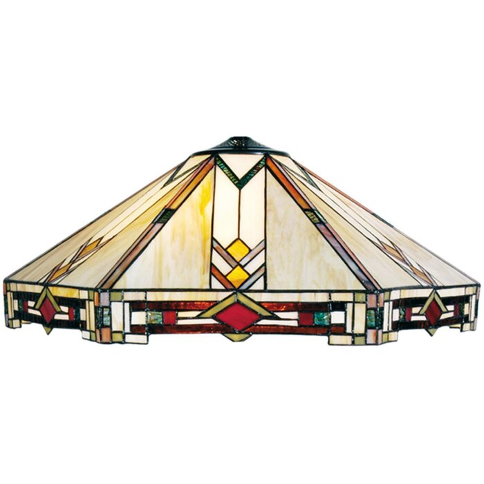 LumiLamp LL-5423 Tienidlo Tiffany Ø 58x23 cm Béžový červený sklenený trojuholník
