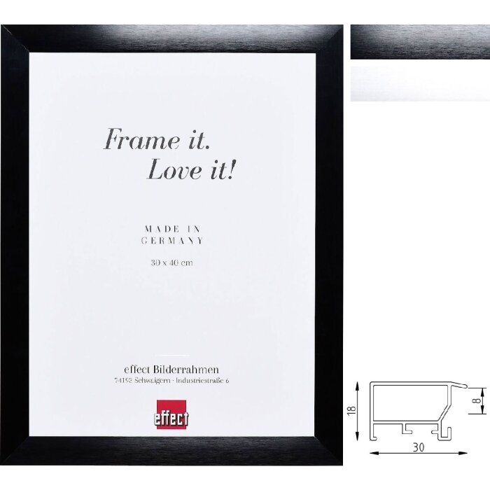 Effect A1 Bezpečnostný rám Profil S3, hliník 30 mm, čierny / strieborný