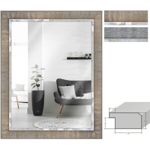 MendeFrames H670 Zrkadlo na stenu Industriálne taupe sivá masívne drevo 20x20-70x100cm