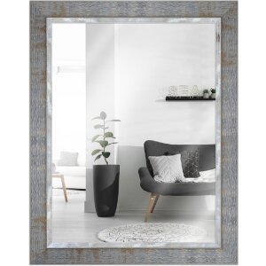 MendeFrames H670 Zrkadlo na stenu Industriálne taupe sivá masívne drevo 20x20-70x100cm
