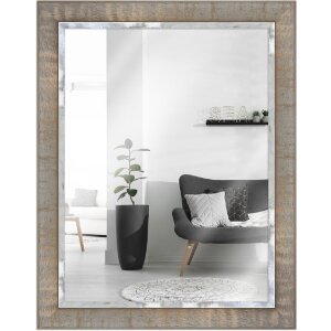 MendeFrames H670 Zrkadlo na stenu Industriálne taupe sivá masívne drevo 20x20-70x100cm