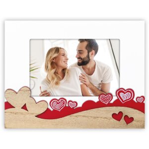 ZEP Fotorahmen Giulietta Holz rot weiß 10x15 cm Herzdekor