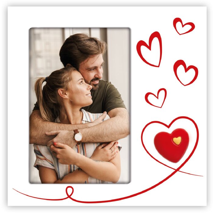 ZEP Fotorámik Roberta 10x15 cm biely so srdiečkami stojanový