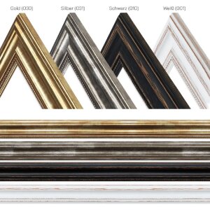 MendeFrames H550 Antik Wandspiegel Massivholz in Silber Gold Schwarz Weiß