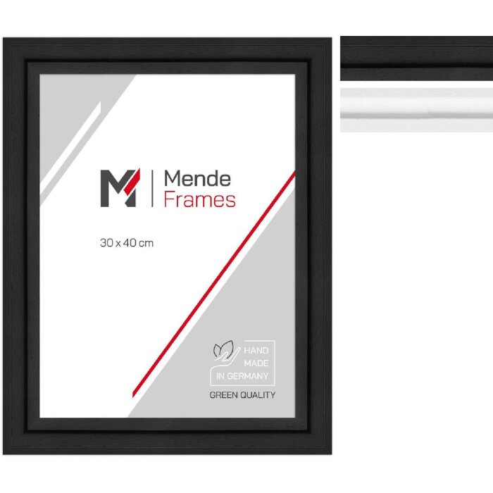 MendeFrames H540 Modern Massivholz Bilderrahmen weiß/schwarz 20x20-70x100 cm
