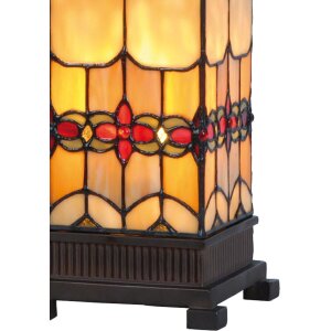 LumiLamp 5LL-9228 Stolná lampa Tiffany 12x12x35 cm obdĺžnik zo žltého skla