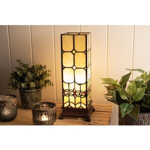 LumiLamp 5LL-9228 Stolná lampa Tiffany 12x12x35 cm obdĺžnik zo žltého skla