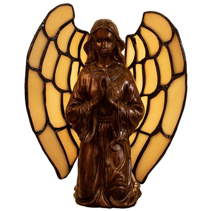 LumiLamp 5LL-9246 Tiffany stolová lampa Angel 16x10x18 cm béžové sklo Tiffany
