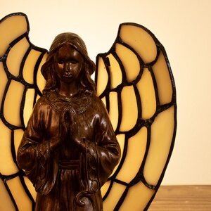 LumiLamp 5LL-9246 Tiffany stolová lampa Angel 16x10x18 cm béžové sklo Tiffany