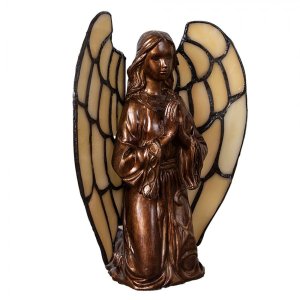 LumiLamp 5LL-9246 Tiffany stolová lampa Angel 16x10x18 cm béžové sklo Tiffany