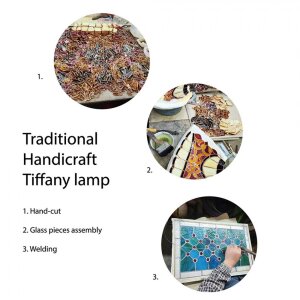 LumiLamp 5LL-9246 Tiffany stolová lampa Angel 16x10x18 cm béžové sklo Tiffany