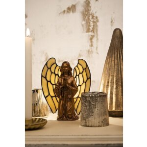 LumiLamp 5LL-9246 Tiffany stolová lampa Angel 16x10x18 cm béžové sklo Tiffany