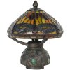 LumiLamp 5LL-9295 Stolná lampa Tiffany Ø 22x21 cm hnedá červená sklenená vážka