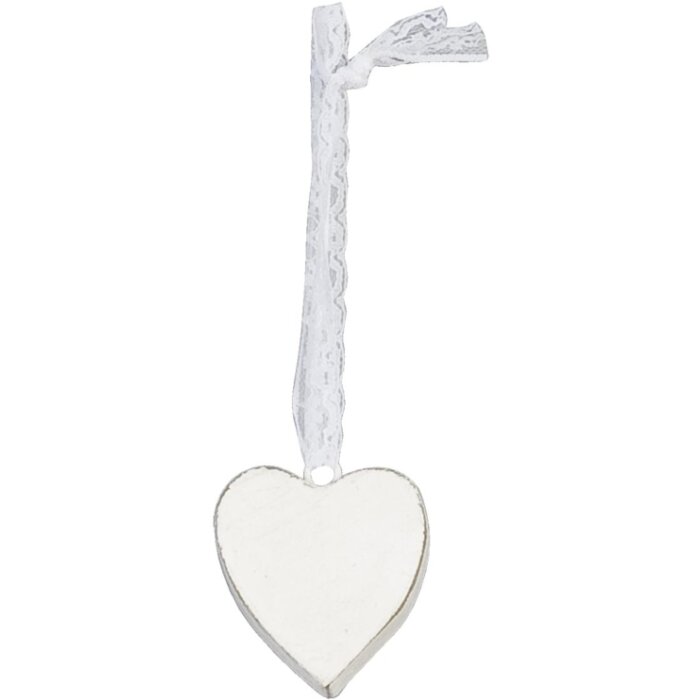 Štýlové drevené srdce s bielou glazúrou