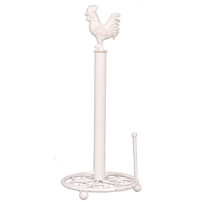 Clayre & Eef 6Y0518W Kuchynský držiak na rolky Ø 18x43 cm Biely kov