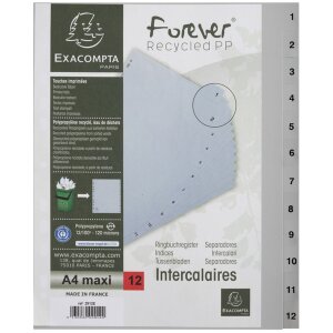 Exacompta Register DIN A4 mit 12 Taben, Farbe: Weiß, Größe: DIN A4