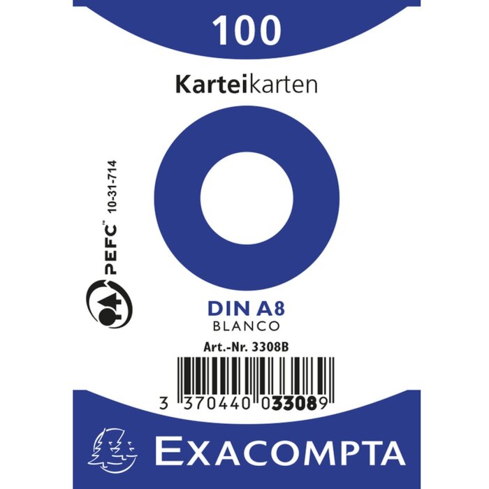 Balenie 100 kartónových lístkov, nedierované, DIN A8, 55x74 mm, 205 g, biele