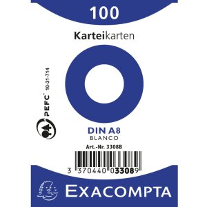 Balenie 100 kartónových lístkov, nedierované, DIN A8, 55x74 mm, 205 g, biele