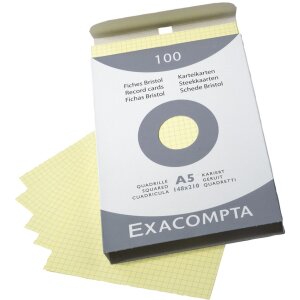 Exacompta indexové karty A5 šachovnicové nedierované 100 ks žlté