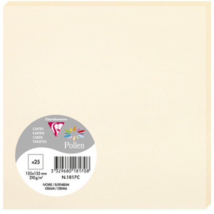 Clairefontaine Pack 25 Karten Pollen 135x135mm 210g elfenbein