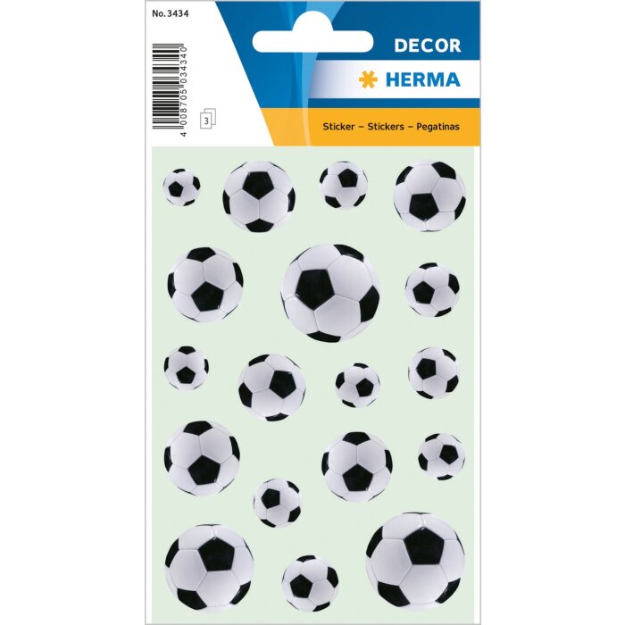 HERMA nálepky čiernobiele futbalové lopty DECOR series