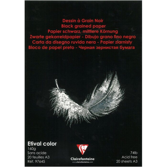 Clairefontaine Zeichenblock 97645C Dessin Beaux Arts A3 schwarz 20 Blatt