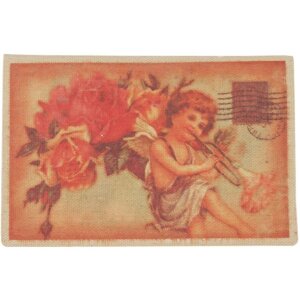Kartička anjela s kyticou ruží 17,5x12,5 cm