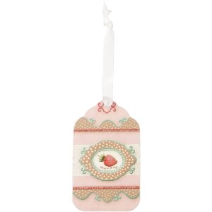 Clayre & Eef Etikett STRAWBERRY 6x10 cm rosa