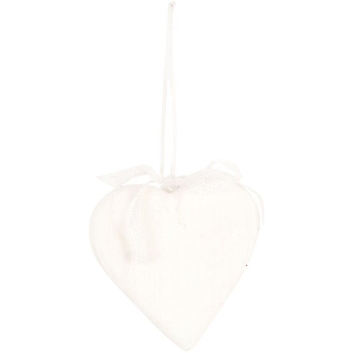 Drevené srdce na zavesenie 13x13 cm biele