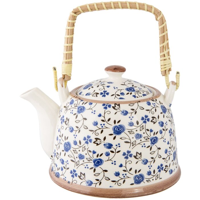 Čajník Ø 14x14 cm keramické kvety modro-zelené