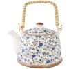 Čajník Ø 14x14 cm keramické kvety modro-zelené