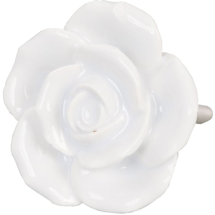 Clayre & Eef 61876 Kľučka na dvere Ø 4,5 cm biela keramika