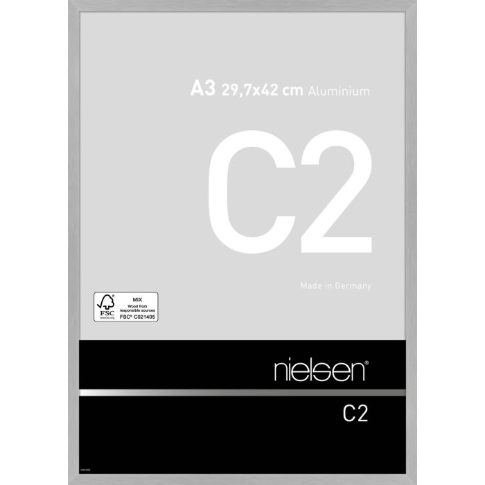 Hliníkový rám Nielsen C2 textúrovaný strieborný matný 29,7x42 cm Rám pre certifikát DIN A3