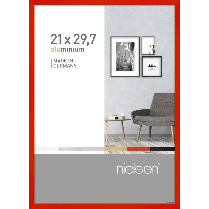 Hliníkový rám Nielsen Pixel 21x29,7 cm tornádo červený rám na certifikáty DIN A4