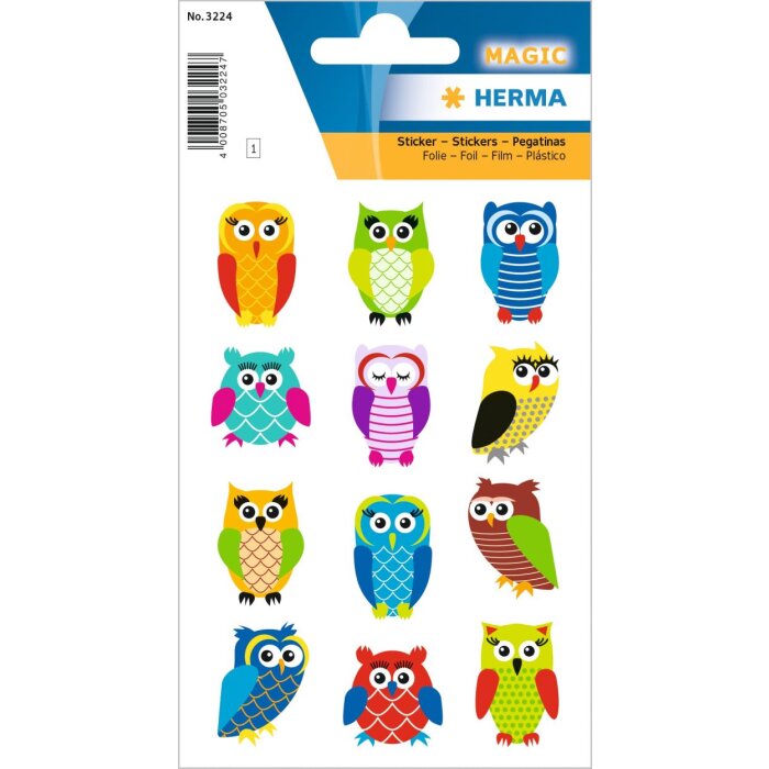 HERMA MAGIC sovy, trblietavá fólia