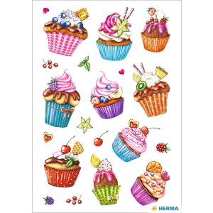 HERMA DECOR Nálepka Cupcakes, trblietavá...