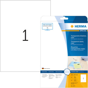 HERMA etikety transparentné matné A4 210x297 mm fólia 25 ks.