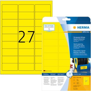HERMA signalizačné štítky odolné A4 63,5x29,6 mm žltá silná lepiaca fólia matná odolná voči poveternostným vplyvom 675 ks.