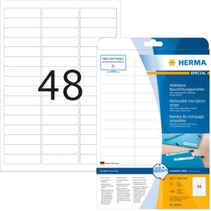 HERMA Snímateľné označovacie pásky A4 63,5x16,9 mm biele Snímateľný papier matný 1200 ks.