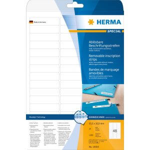 HERMA Snímateľné označovacie pásky A4 63,5x16,9 mm biele Snímateľný papier matný 1200 ks.