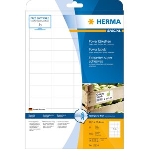 Štítky HERMA A4 biele 48,3x25,4 mm extrémne silný lepiaci papier matný 1100 ks.