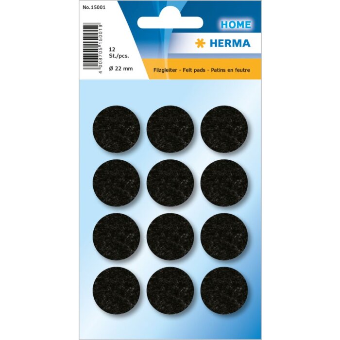 HERMA plstené klzáky čierne Ø 22 mm